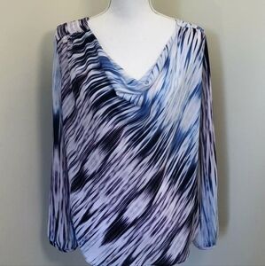 a.n.a. Pullover Top Draped Neckline Slit Sleeves